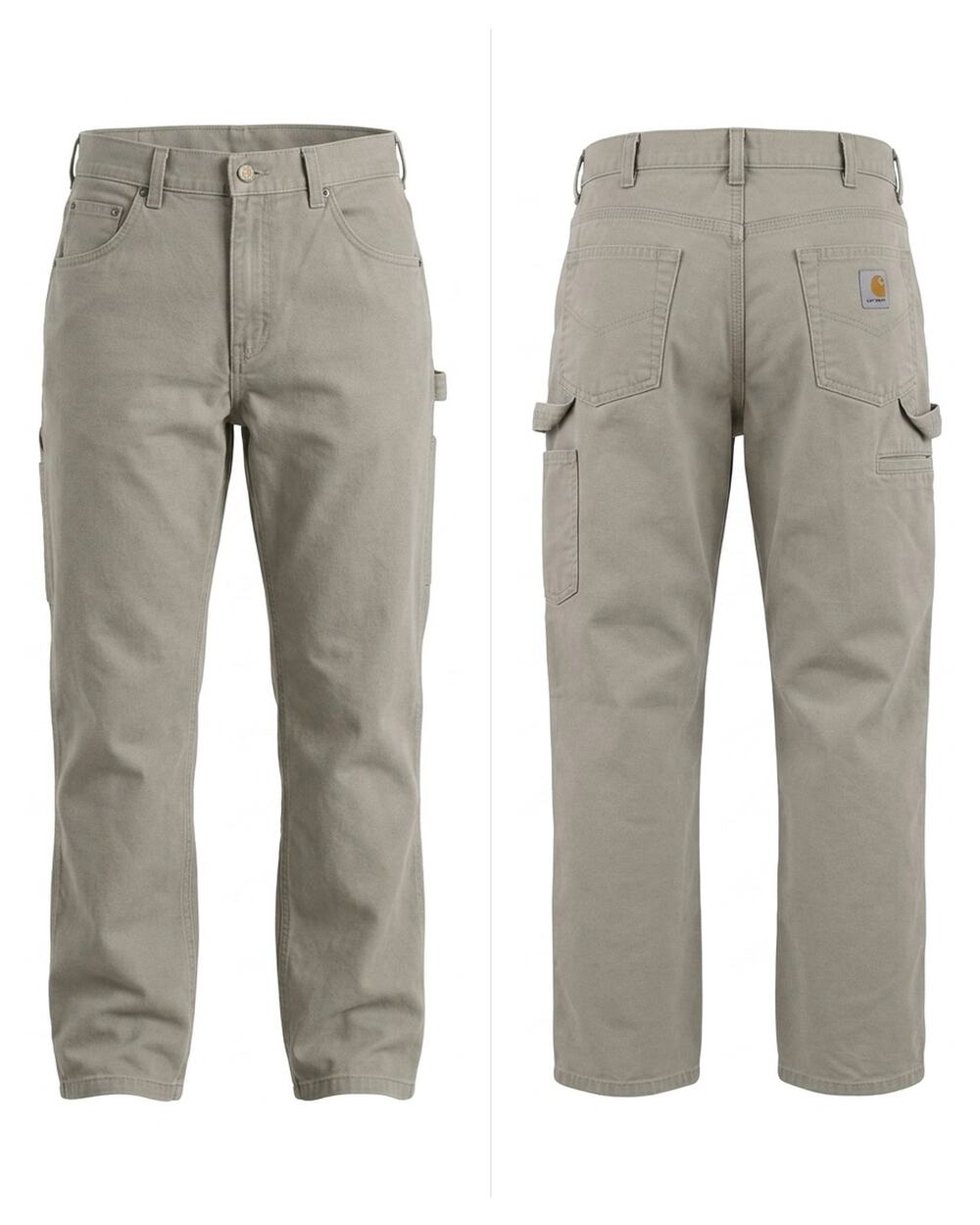 Carhartt Loose Fit Gray Canvas Carpenter Workwear Pants Men See Measurements